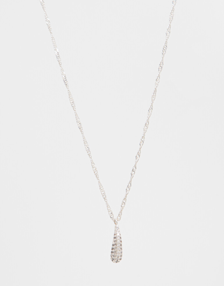 Cadena Corta con Dije Strass Collar Con Dije De Gota - Plateado Rodio