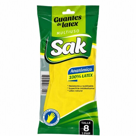 PAR DE GUANTES DOMESTICOS SAK AMARILLO TALLE M - 8 AZUL-AMARILLO