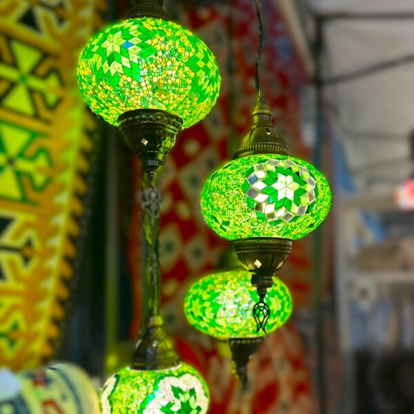 ARAÑA VITRAUX 4 LUCES Verde