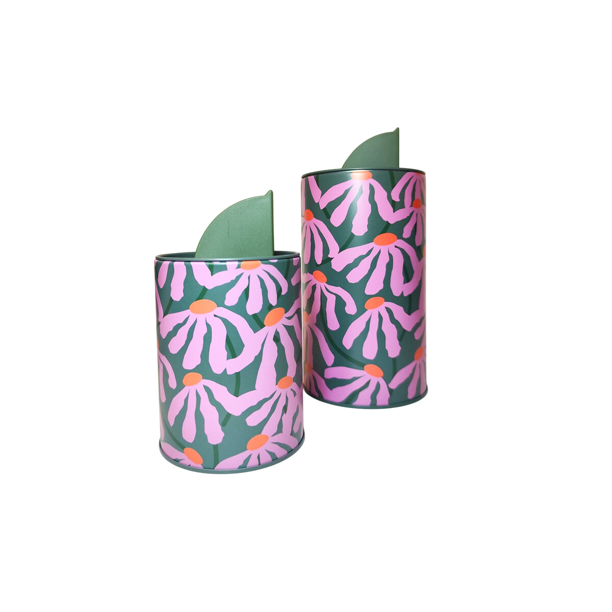 Set de yerberas grande + chica Diseño Flores - Verde 