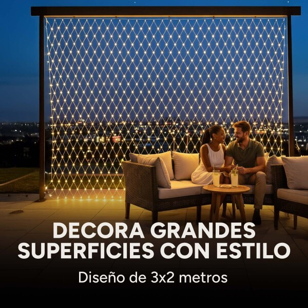 Lluvia De 200 Luces Blancas Led Cortina 3x2 Metros 10 Modos Variante Calida