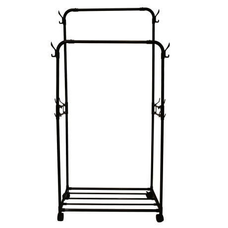 Perchero Armario Doble Barral Zapatera Ganchos Laterales Negro