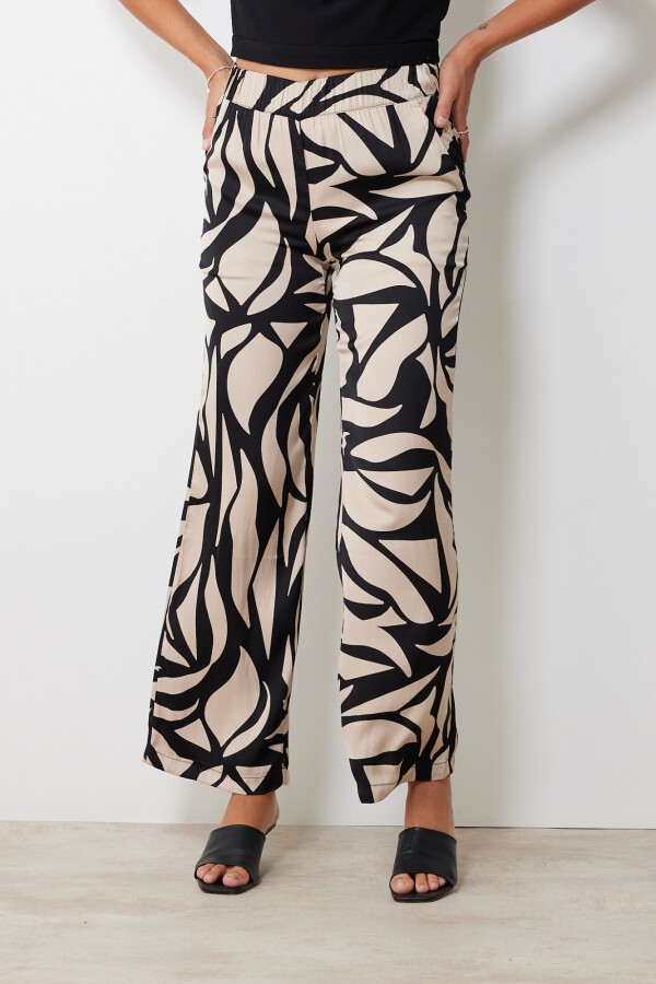 Pantalon Print NEGRO/BEIGE