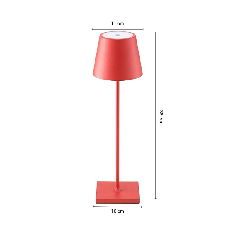 LAMPARA RECARGABLE ROGER Lámpara de Mesa Roger Recargable Dimerizable Rojo