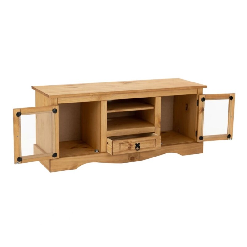 Rack 2 Puertas Vidrio 1 Cajón 1 Est. Línea Mexicana Natural Rack 2 Puertas Vidrio 1 Cajón 1 Est. Línea Mexicana Natural