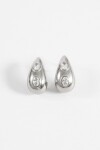 Aros gota strass acero plateado