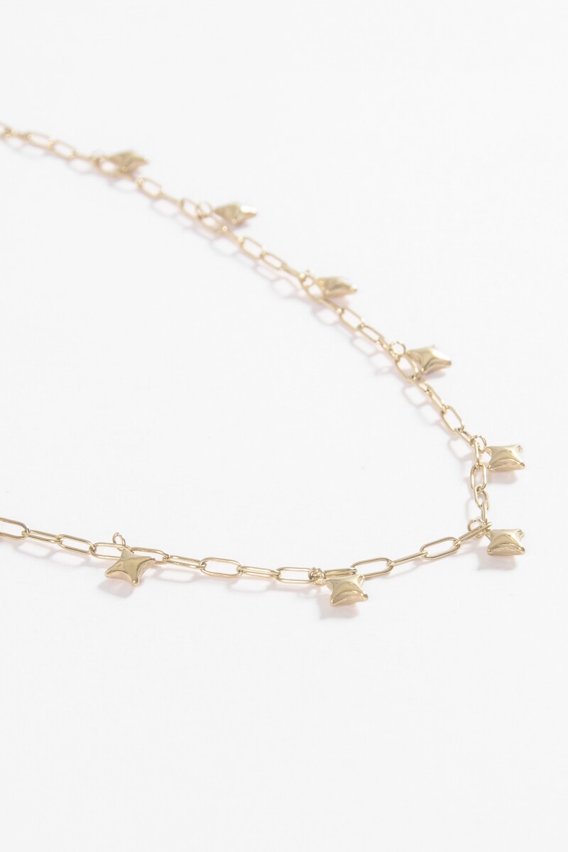 Collar acero dijes estrellas dorado