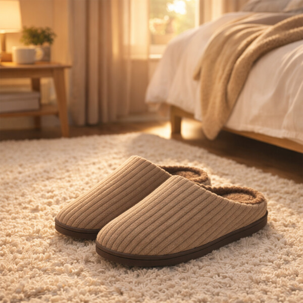 Pantufla Danesa De Dama Slide Cómoda Abrigada Invierno Color Marrón