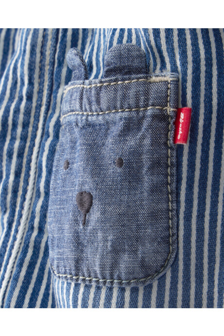 Pantalón con bolsillo oso y diseño a rayas Sin color