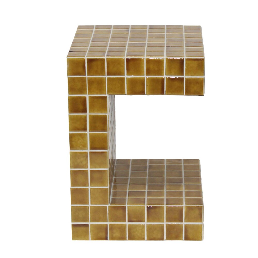 MESA LATERAL CERAMICA AMARILLO SELENE MOSTAZA