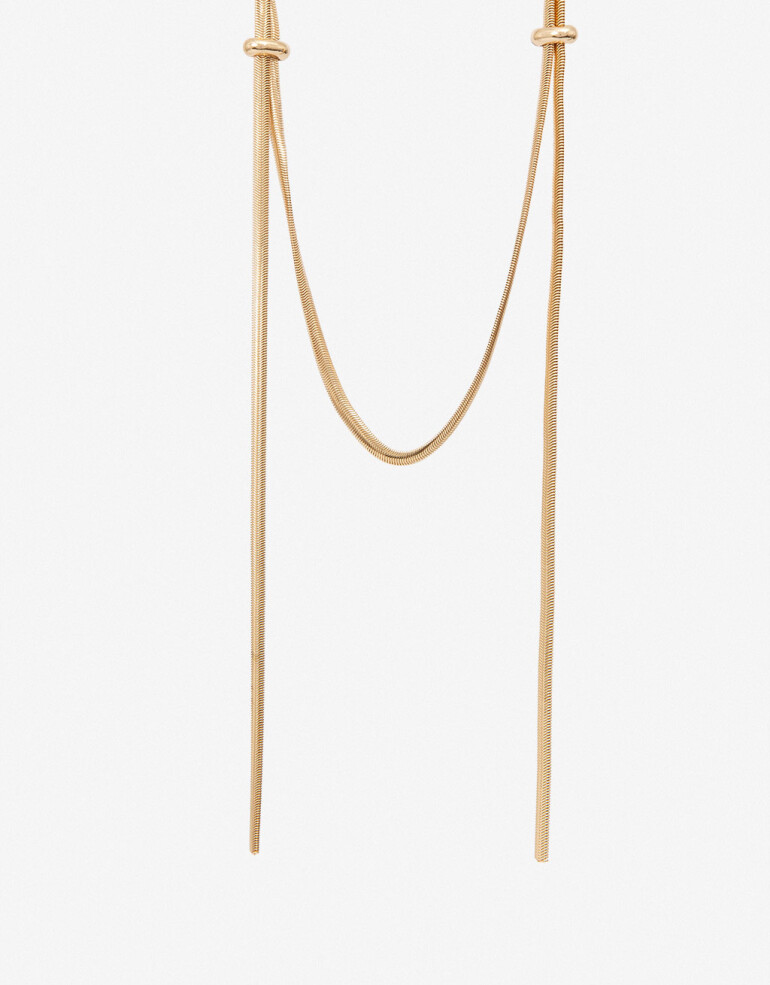 Collares Largos Metal Collar Largo De Metal - Dorado
