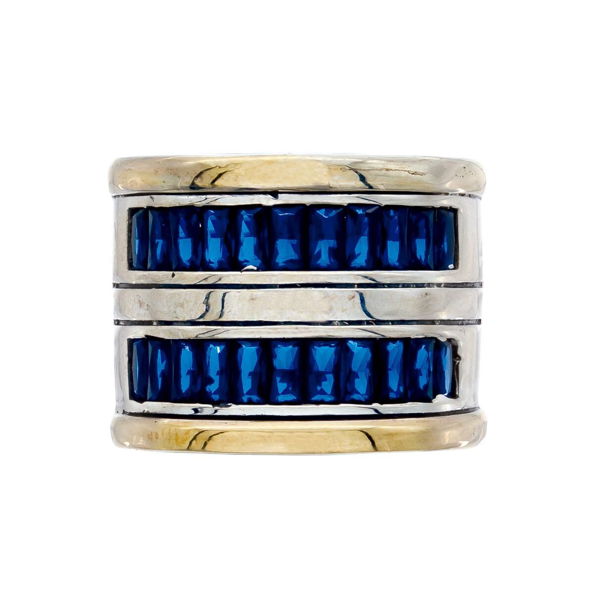 Anillo de plata 925, double en oro 18 ktes y circonias. 
