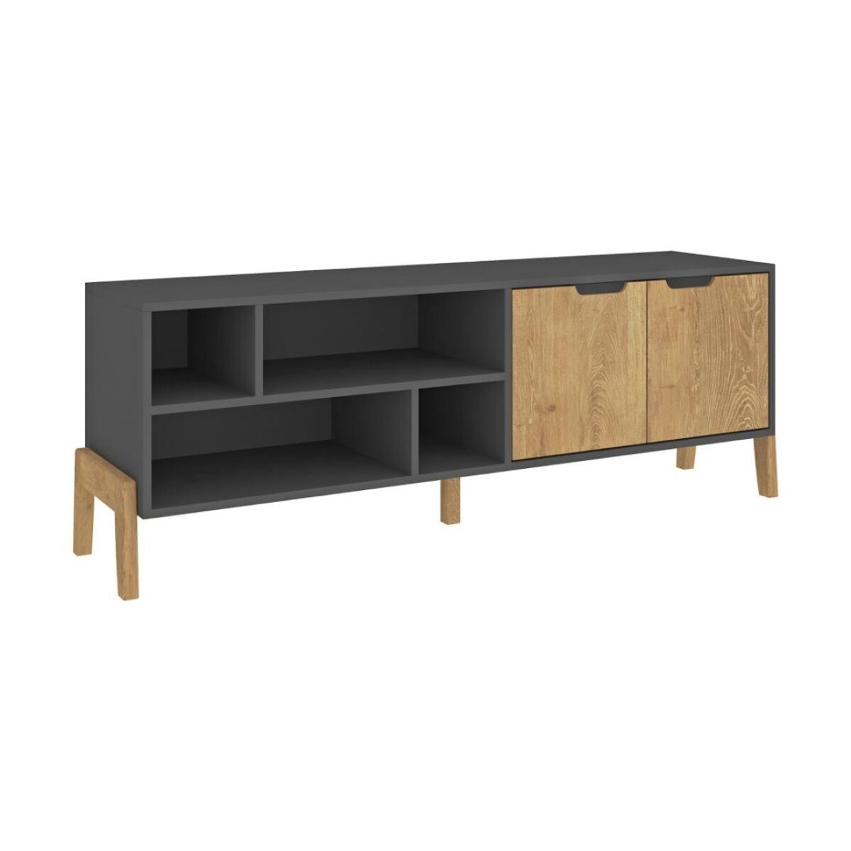 Rack mueble para televisión combinado con madera grafito - 1603GRAFITO 