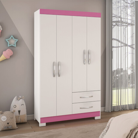 ROPERO 4 PUERTAS 2 CAJONES GUARDARROPA ARMARIO PLACARD CLOSET BLANCO FLEX