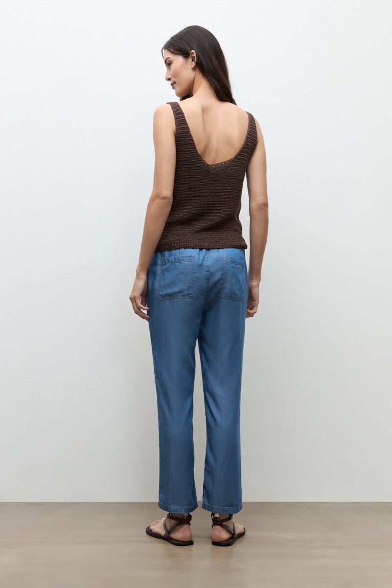 Pantalon recto Lyocell jean medio