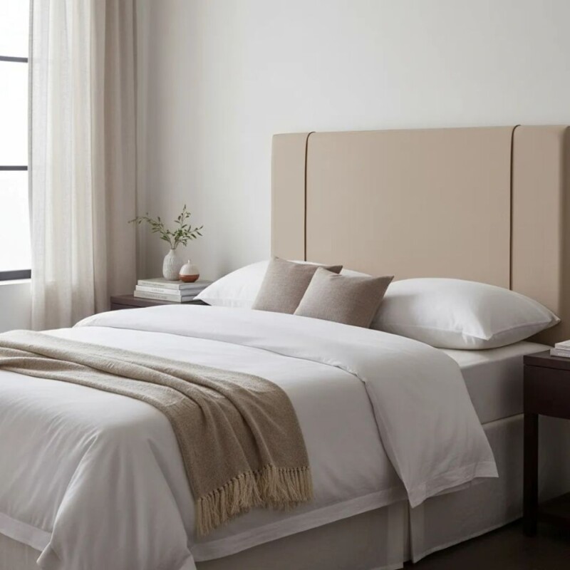 RESPALDO 2 PLAZAS (1.40 MTS) - LISO TAPIZADO BEIGE C/LISTON CAMEL RESPALDO 2 PLAZAS (1.40 MTS) - LISO TAPIZADO BEIGE C/LISTON CAMEL