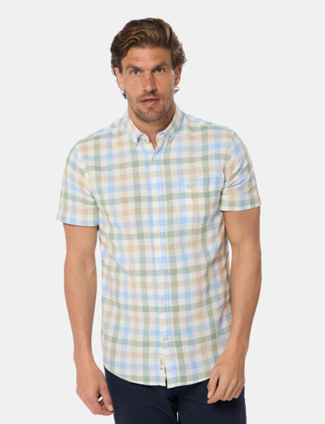 CAMISA DE LINO A CUADROS Verde
