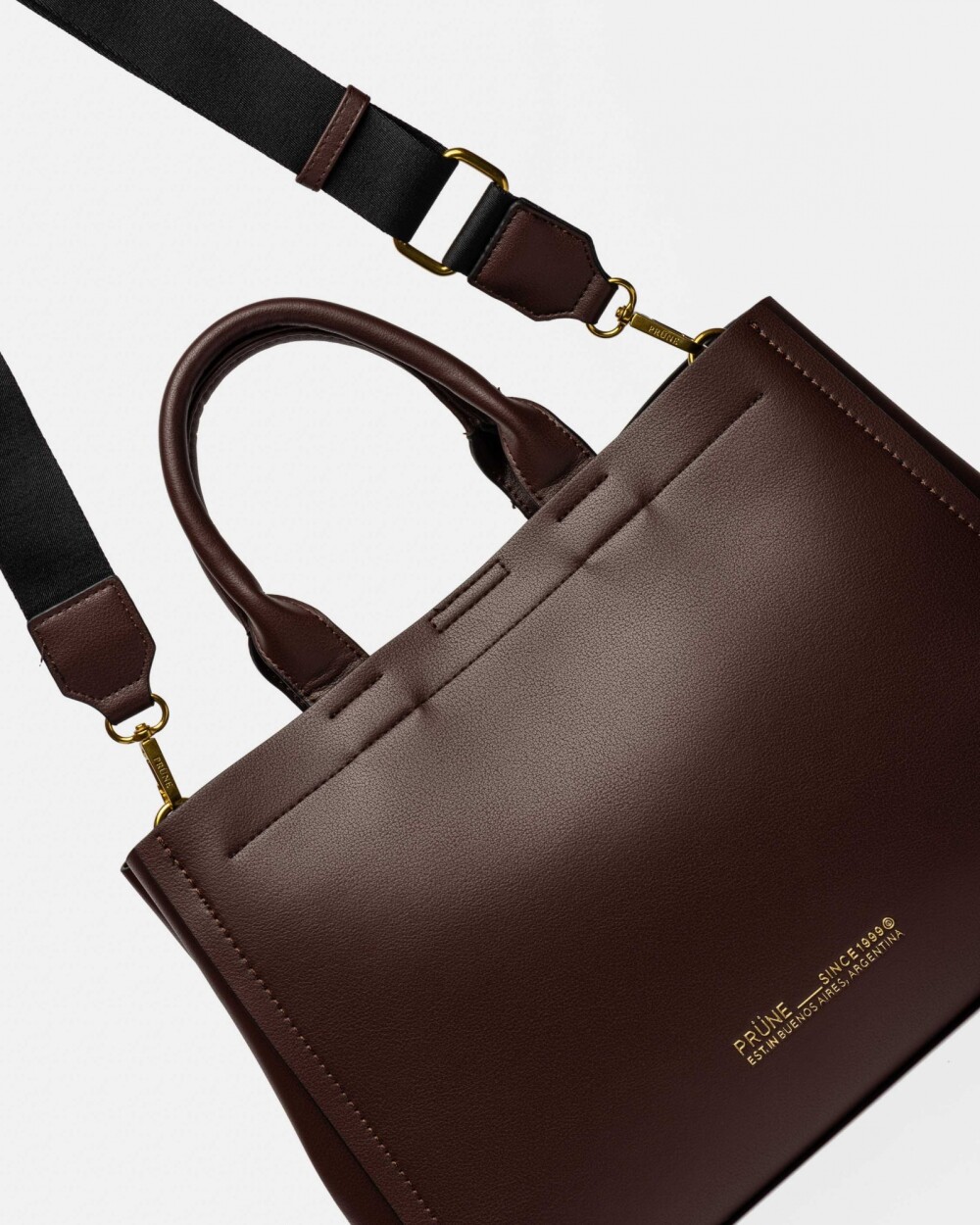 Cartera de Mano Anette Grande en Efecto Cuero Liso Marron