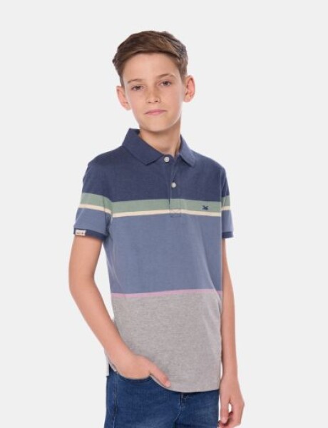 REMERA POLO RAYADA Azul