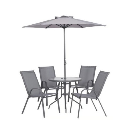 JUEGO DE COMEDOR EXTERIOR NAIROBI DE ACERO 6 PIEZAS GRIS JUEGO DE COMEDOR EXTERIOR NAIROBI DE ACERO 6 PIEZAS GRIS