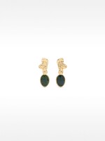 Pendientes Media Flor Con Piedra verde
