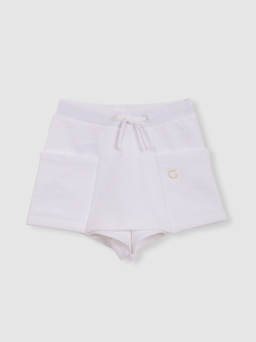 Falda Pantalon Felpa Con Contrastes Blanco