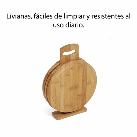 Set X4 Tablas Redondas en Madera p/ Picar Cortar con Soporte Natural