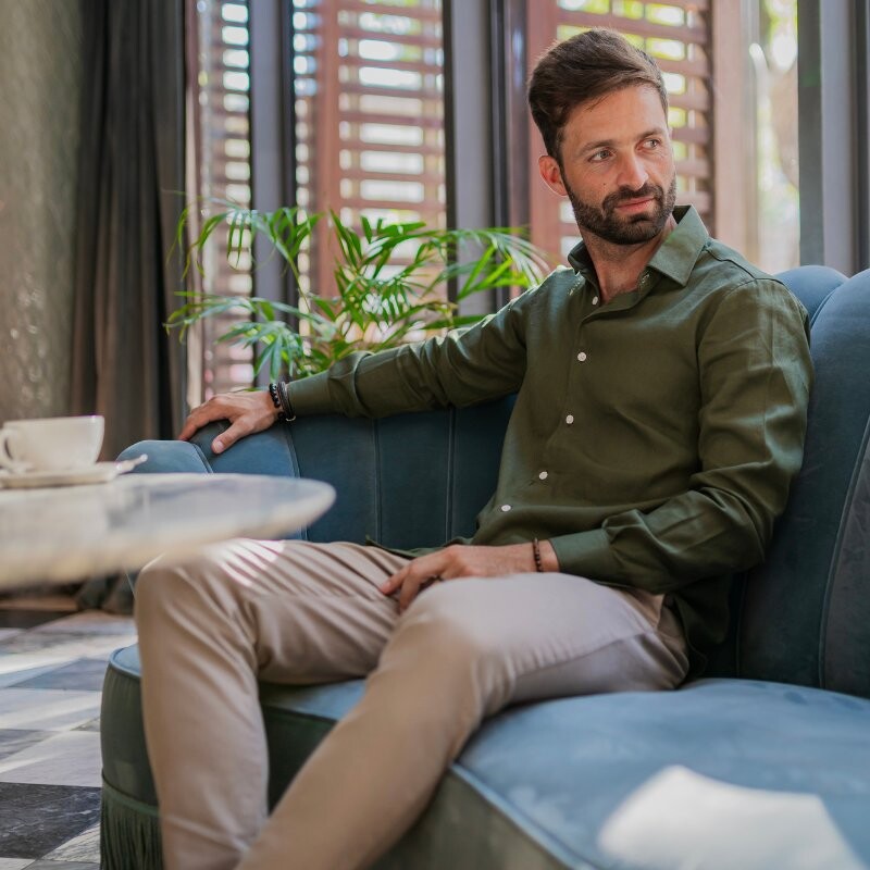 Camisa de lino Verde