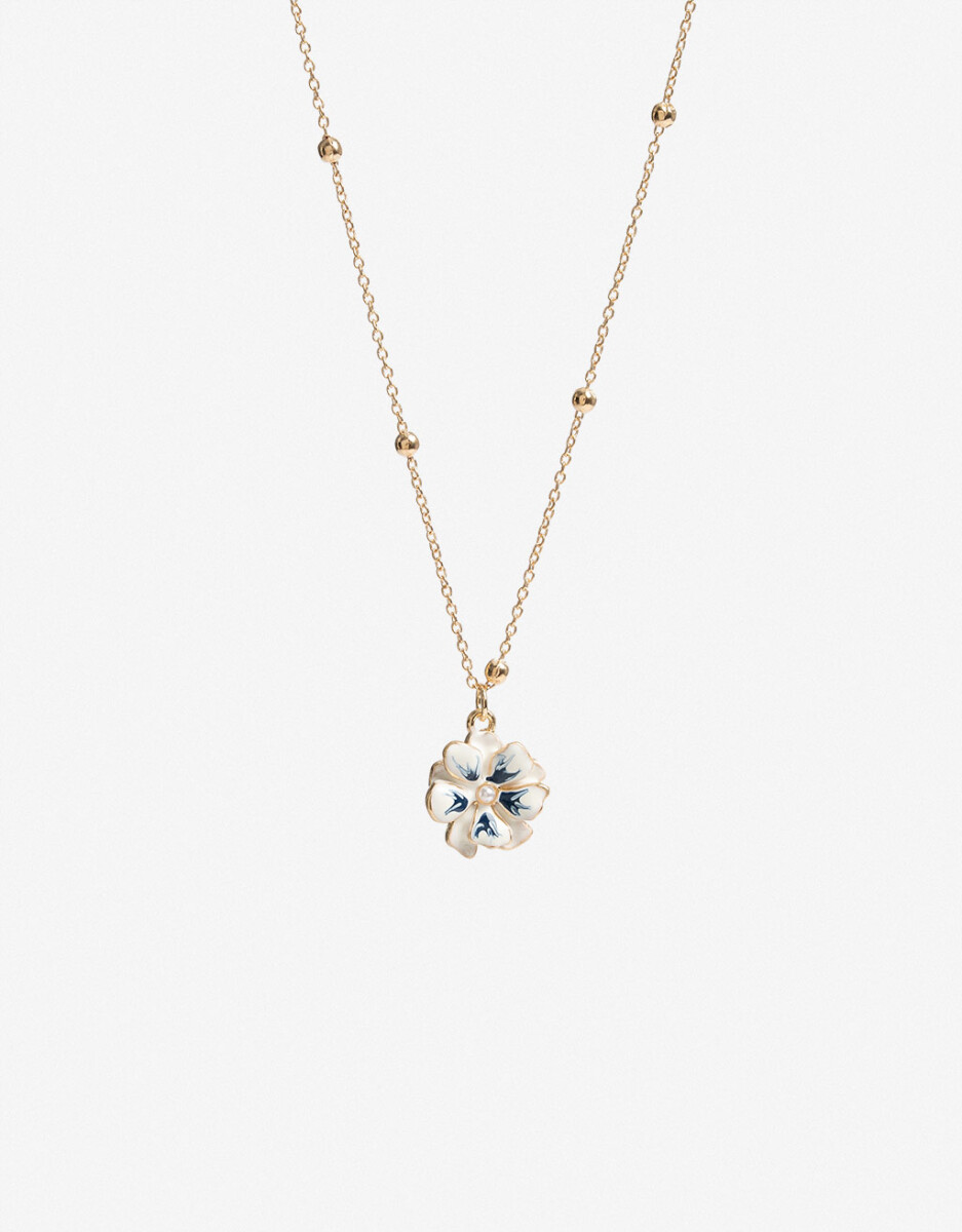 Collar Con Dije Flor Esmaltada 