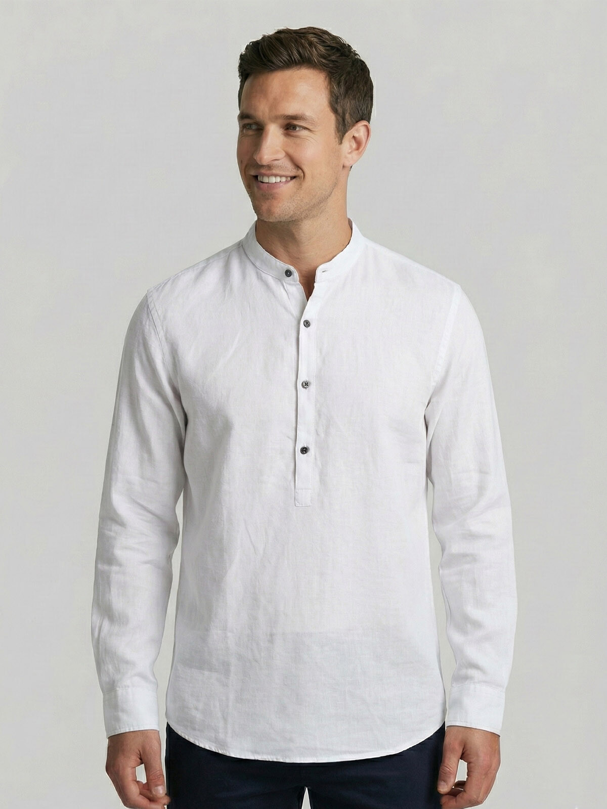 CAMISA LINO MAO MEDIA CARTERA BLANCO