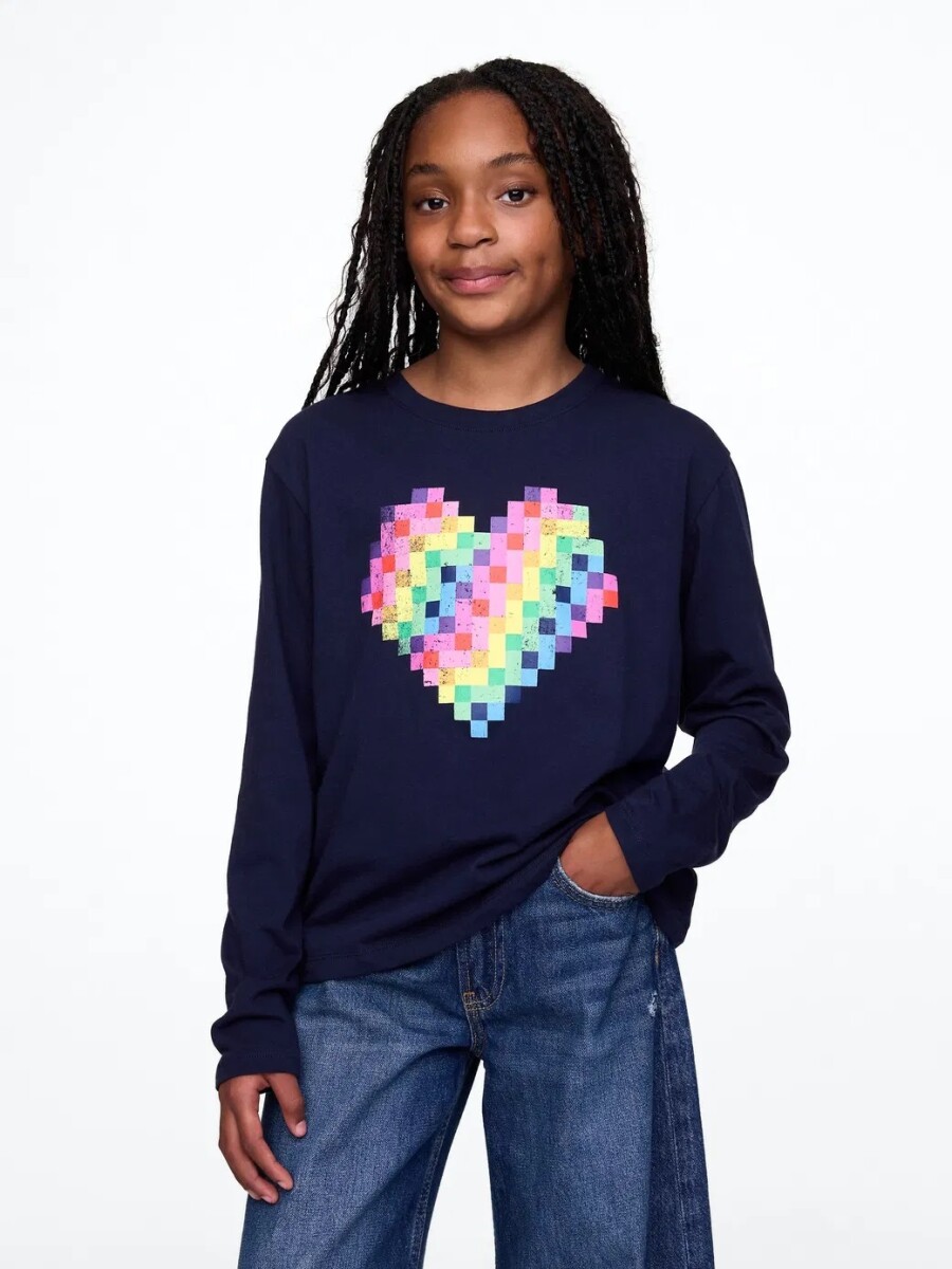 Remera Gráfico Manga Larga Niña - Navy Uniform 