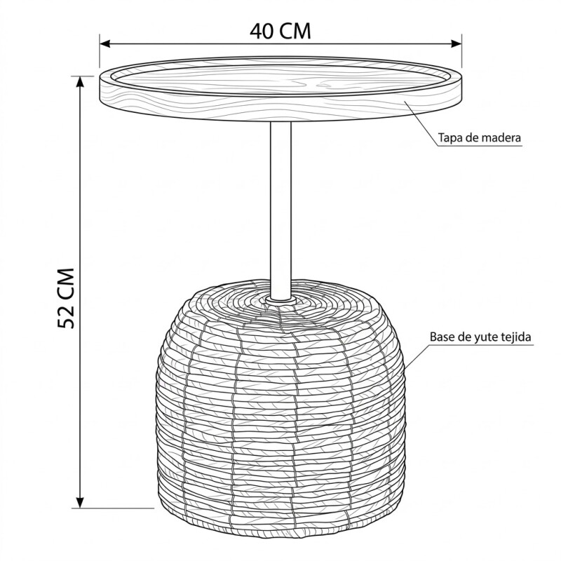 MESA CENTRO MARRON COMB 40X52CM Unica