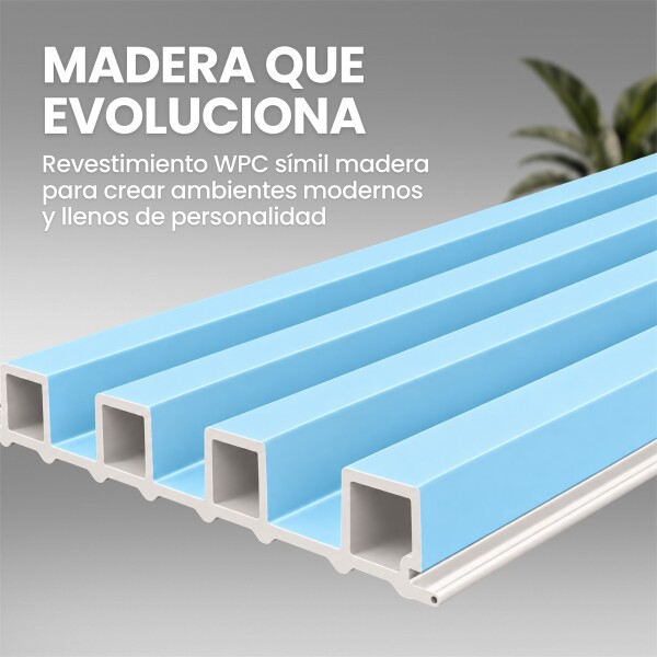 Pack x10 Wpc Simil Madera Wall Panel Lambrin 2.90x16.7 Celeste 1