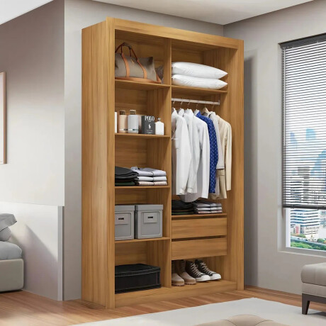 ROPERO VESTIDOR 2 CAJONES GUARDARROPA ARMARIO PLACARD CLOSET MARRÓN