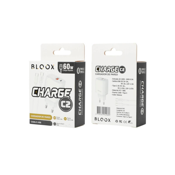 Cargador de pared rápido 60W con cable USB-C Cargador De Pared Rápido 60w Con Cable Usb-c