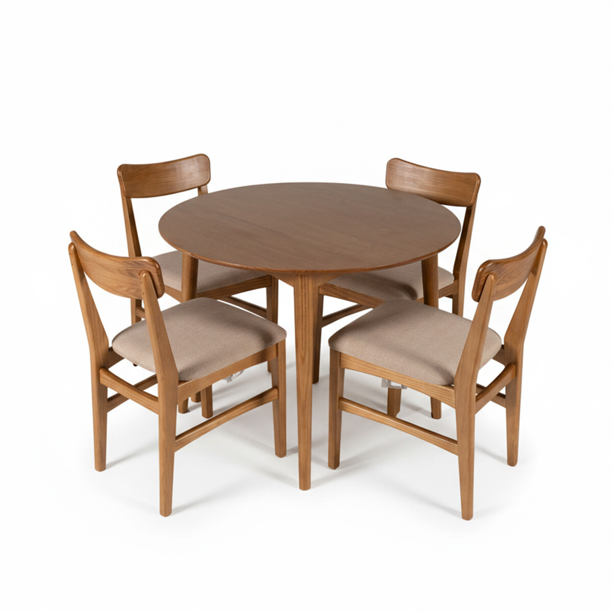 Juego de Comedor Olmo - Mesa redonda 100 + 4 sillas - Miel 