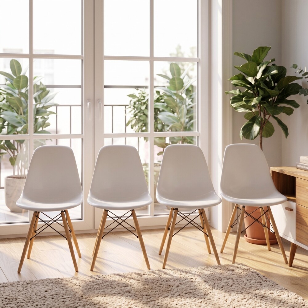 Silla Eames Pack 4 Unidades Calidad Premium Blanco
