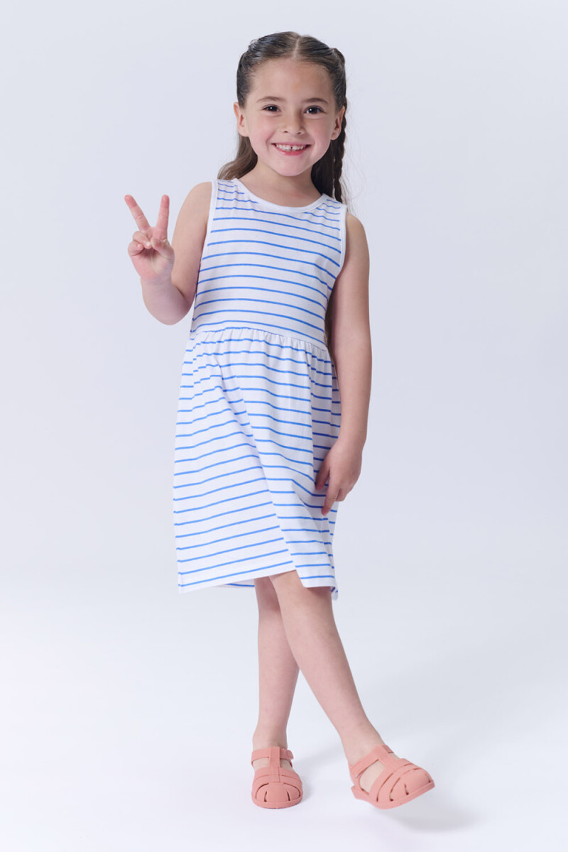 Vestido musculosa Rayado Azul