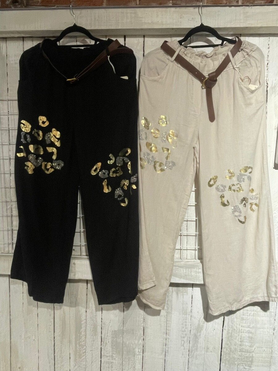 Palazo 100% lino con cinto incluido Made in Italy blanco