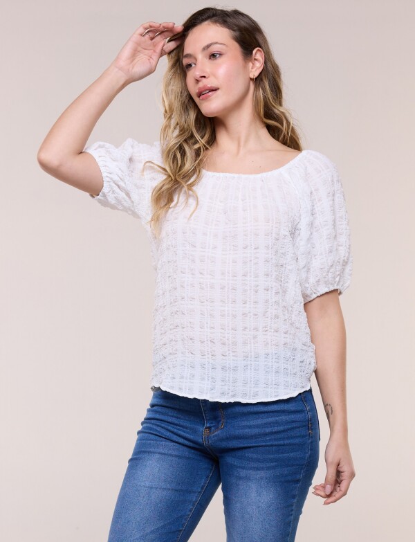 Blusa Texturada Manga Balloon CRUDO