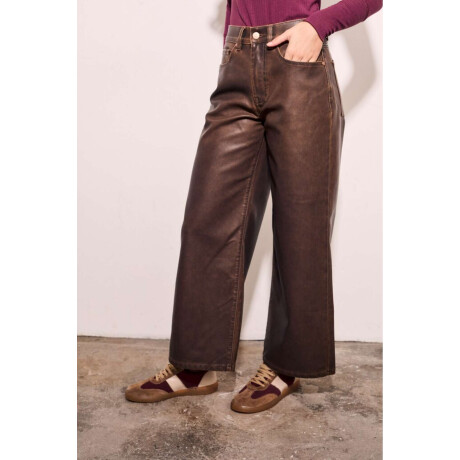 Jean Cuero Vegano Lavado Marron