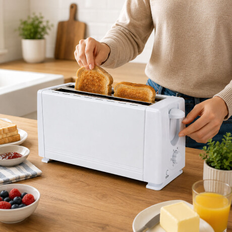 Tostadora 1400W Doble Ranura 4 Panes 6 Niveles Silver Love Blanco