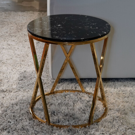 Mesa auxiliar MARBLE dorada de acero y simil- marmol Mesa auxiliar MARBLE dorada de acero y simil- marmol