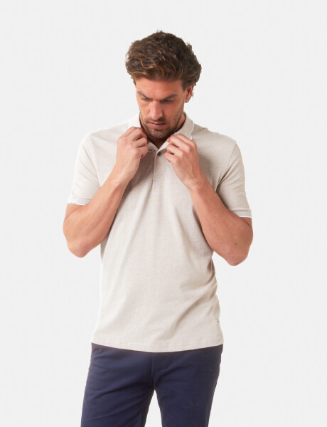 REMERA POLO JERSEY RAYADA Beige