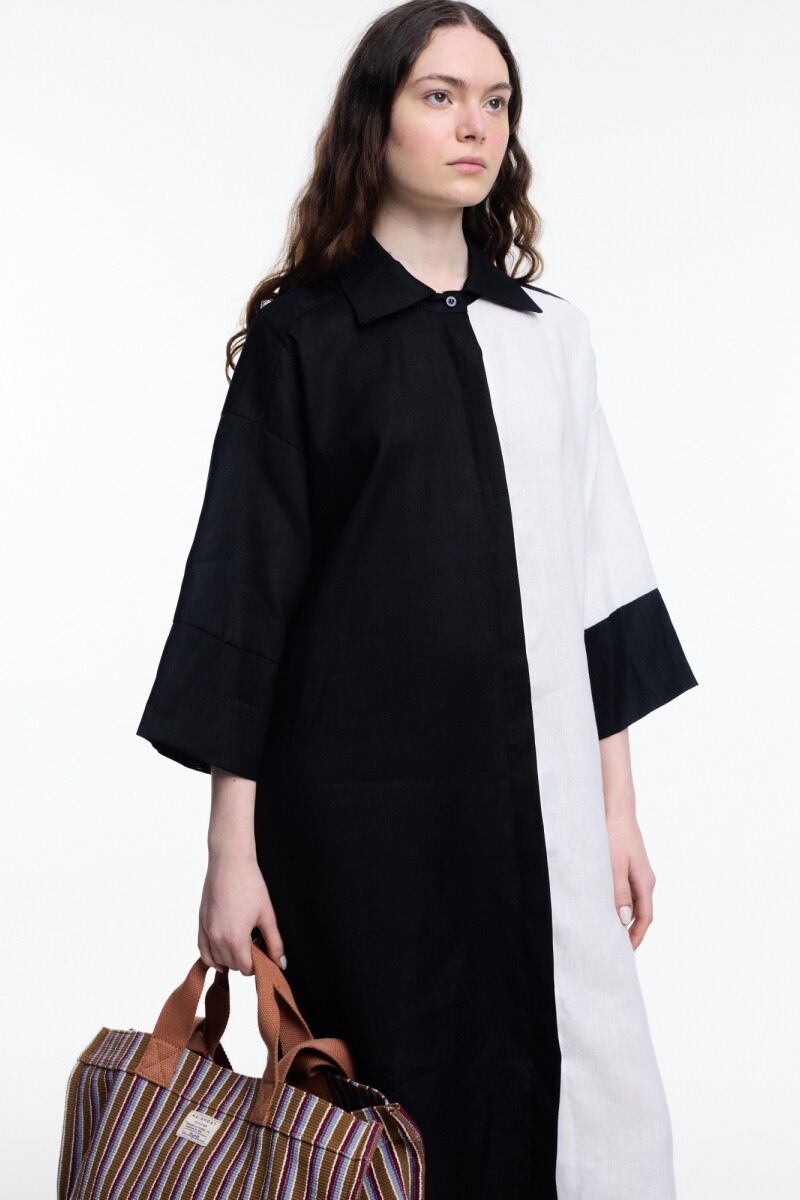 VESTIDO CONTRASTE Negro