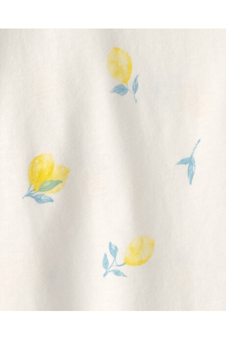 Remera de algodón, manga corta, color crema, diseño limones Sin color