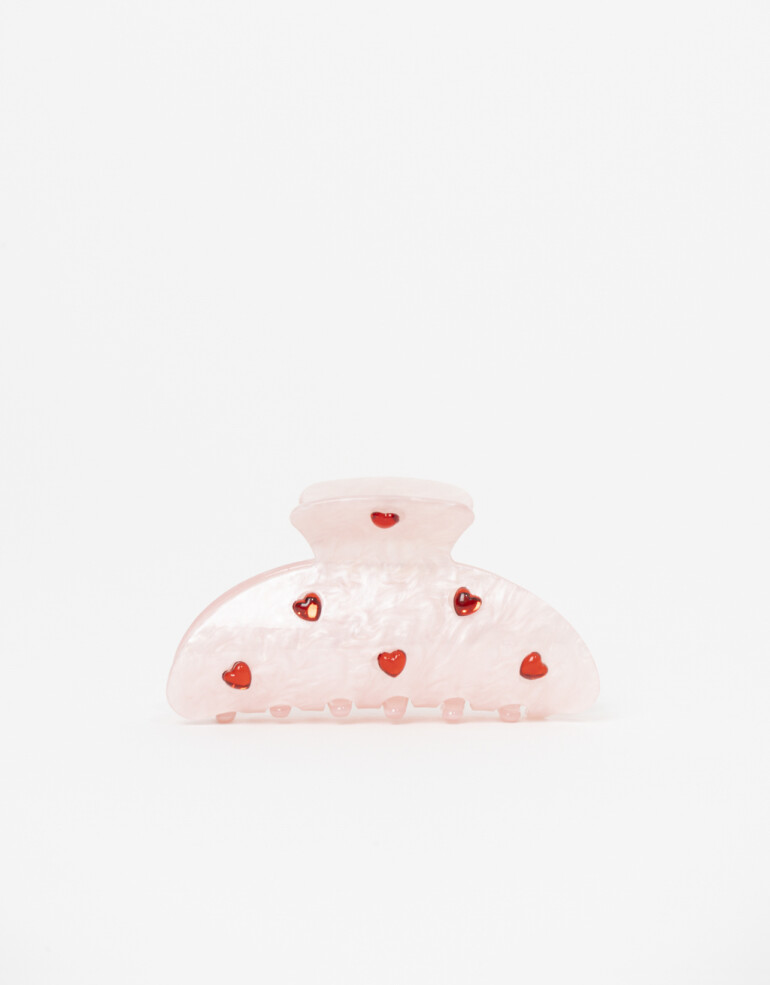 Broche Estampados Broche Acrílico De Corazones - Rosa Claro