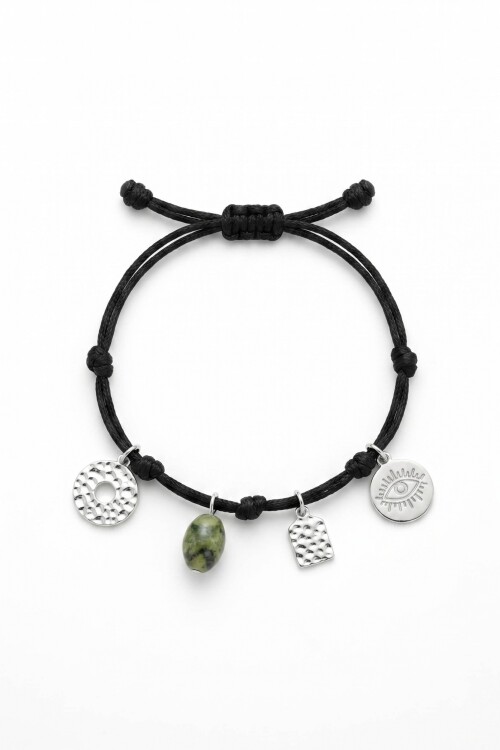 Pulsera cord dijes plateado