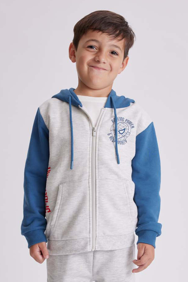 Campera deportiva estampada - Gris melange 