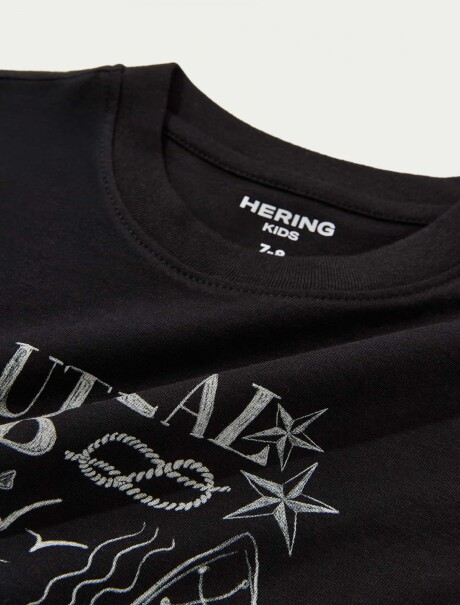 CAMISETA INFANTIL CON ESTAMPA NEGRO